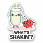 Wat is Shakin Funny Cherry Milkshake Pun Sticker (Voorkant)