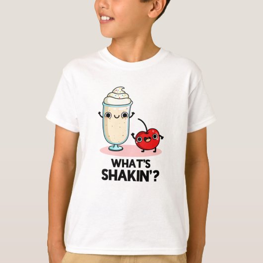 Wat is Shakin Funny Cherry Milkshake Pun T-shirt (Voorkant)