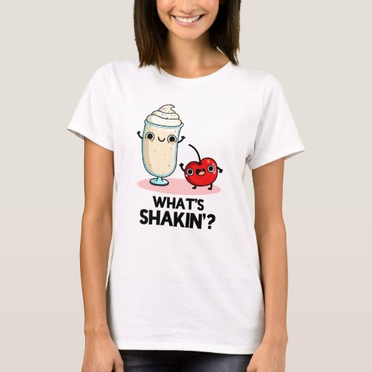 Wat is Shakin Funny Cherry Milkshake Pun T-shirt (Voorkant)