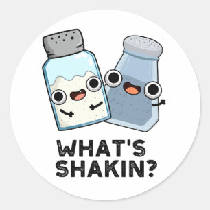 Wat is Shakin Funny Salt en Pepper Shaker Pun Ronde Sticker