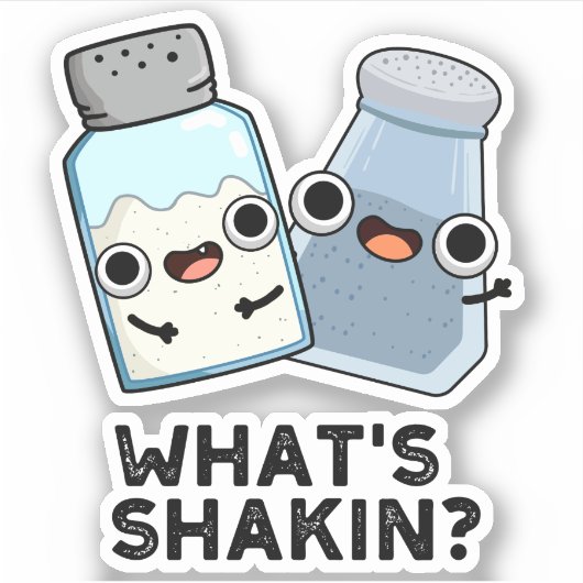 Wat is Shakin Funny Salt en Pepper Shaker Pun Sticker (Voorkant)