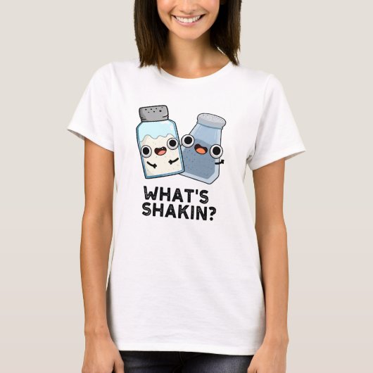 Wat is Shakin Funny Salt en Pepper Shaker Pun T-shirt (Voorkant)