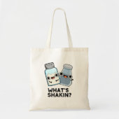 Wat is Shakin Funny Salt en Pepper Shaker Pun Tote Bag (Voorkant)