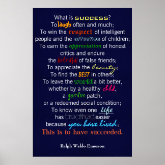 "Wat is succes?" - Ralph Waldo Emerson Poster