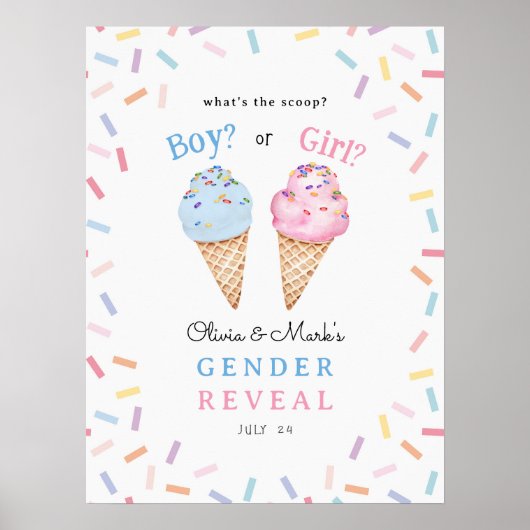 Wat is The Scoop Ice Cream Gender Reveal Poster (Voorkant)