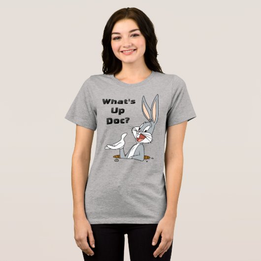 WAT IS UP DOC?™ BUGS BUNNY™ Rabbit Hole Tri-Blend Shirt (Voorkant volledig)