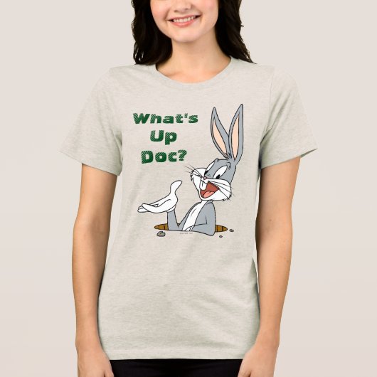 WAT IS UP DOC?™ BUGS BUNNY™ Rabbit Hole Tri-Blend Shirt (Voorkant)