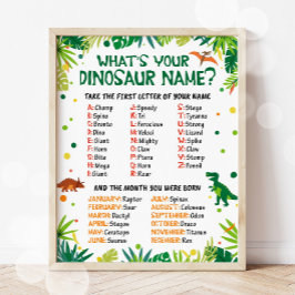 Wat is uw Dinosaur Name Party Poster