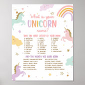 Wat is uw eenhoorn naam magische verjaardag spel poster (Voorkant)