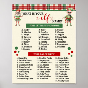 Wat is uw Elf Spel Christmas Plaid Teken Poster
