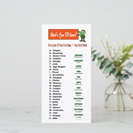 Wat is Uw Naam van het Elf?  Het Wenskaart van de Feestdagenkaart (Staand voorkant)