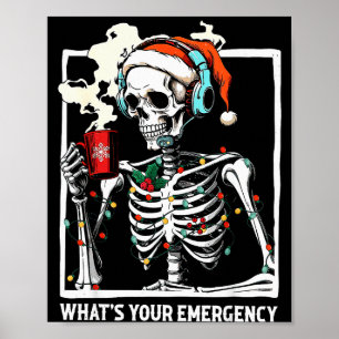 Wat is uw noodgeval 911 Dispatcher Skelet Kerstmis Poster