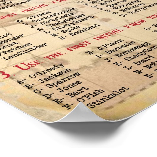 Wat is uw piratennaam, Pirate Decoration Poster (Hoek)