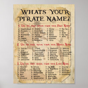 Wat is uw piratennaam, Pirate Decoration Poster
