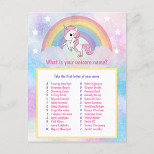 Wat is uw Unicorn Name Game Briefkaart