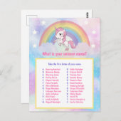 Wat is uw Unicorn Name Game Briefkaart (Voorkant / Achterkant)