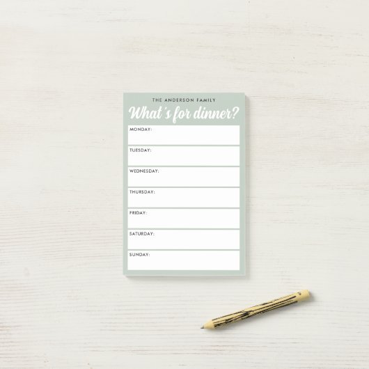 Wat is voor diner licht salie groene weekplanner post-it® notes (Op bureau)
