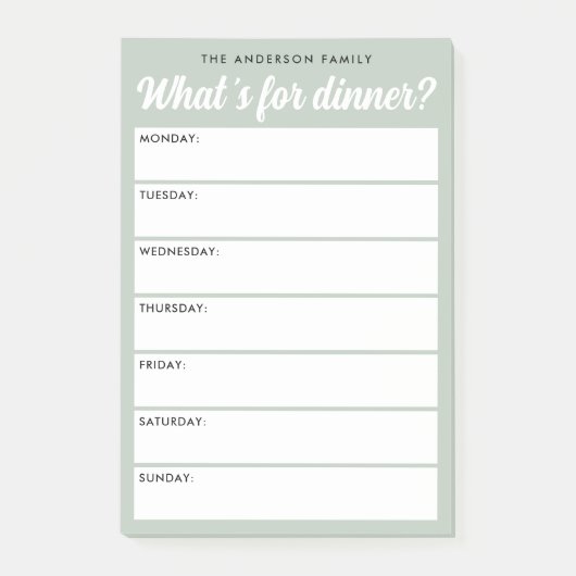 Wat is voor diner licht salie groene weekplanner post-it® notes (Voorkant)