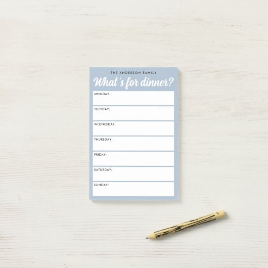 Wat is voor diner licht stoffige blauwe weekplanne post-it® notes (Op bureau)