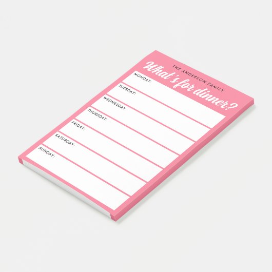 Wat is voor diner roze weekplanner post-it® notes (Schuin)