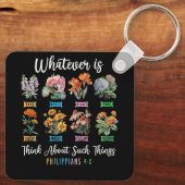 Wat is waar Filippenzen 4 8 Christelijke bloem Sleutelhanger (Achterkant)