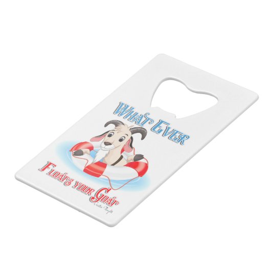 Wat je geit ook drijft creditkaart flessenopener (Voorkant Gekanteld)