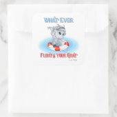 Wat je geit ook drijft vierkante sticker (Tas)