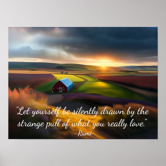 Wat je houdt van Rumi Quote Pastoral Scene Poster (Voorkant)