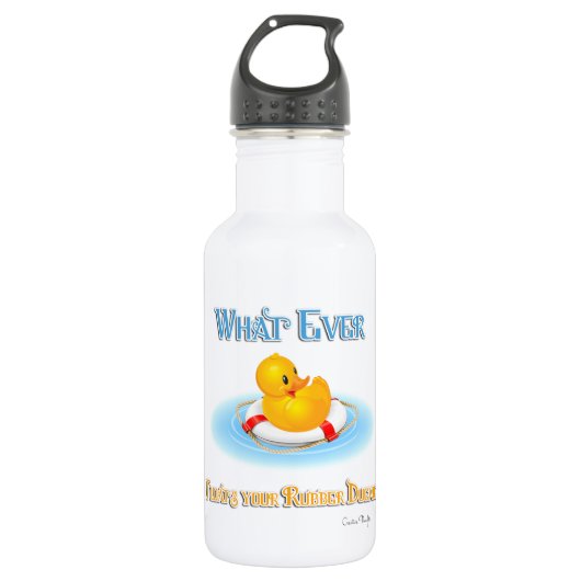 Wat je Rubber Duckie ook drijft Waterfles (Voorkant)