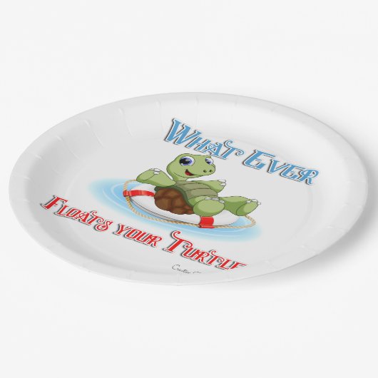 Wat je schildpad ook drijft papieren bordje (Gekanteld)