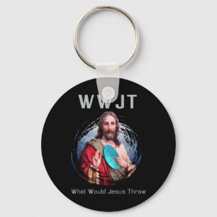 Wat Jezus Zou Werpen' Grappige Disc Golf T-shirt M Sleutelhanger