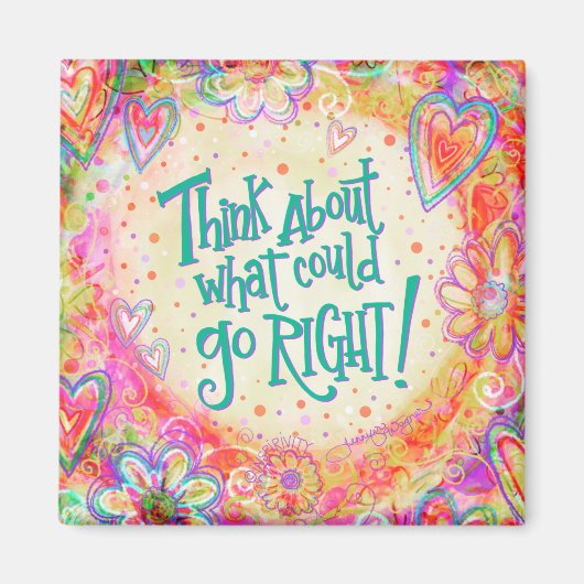 Wat kan er goed gaan citeren  harten Boho Magneet (Voorkant)