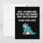 Wat kan er mis gaan met Funny Wolf Pug Dog Meme? Briefkaart (Voorkant / Achterkant)