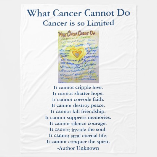 Wat kanker niet kan doen, aangepaste engels chemo fleece deken (Voorkant)