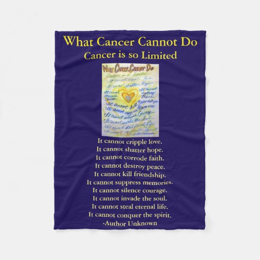 Wat kanker niet kan doen, aangepaste engels chemo fleece deken (Voorkant)