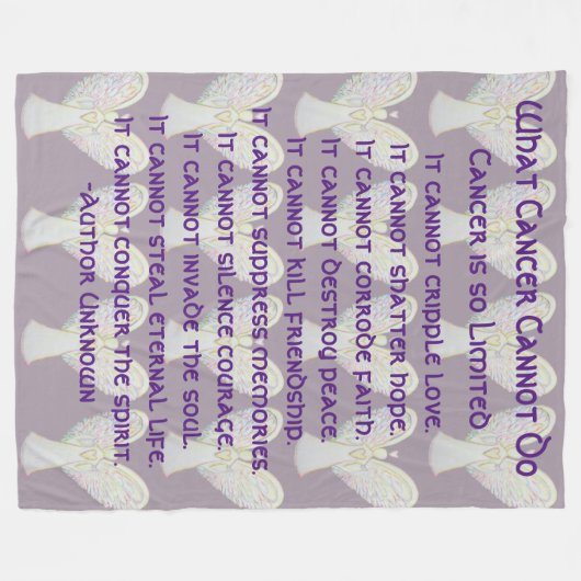 Wat kanker niet kan doen, aangepaste engels chemo fleece deken (Voorkant (Horizontaal))