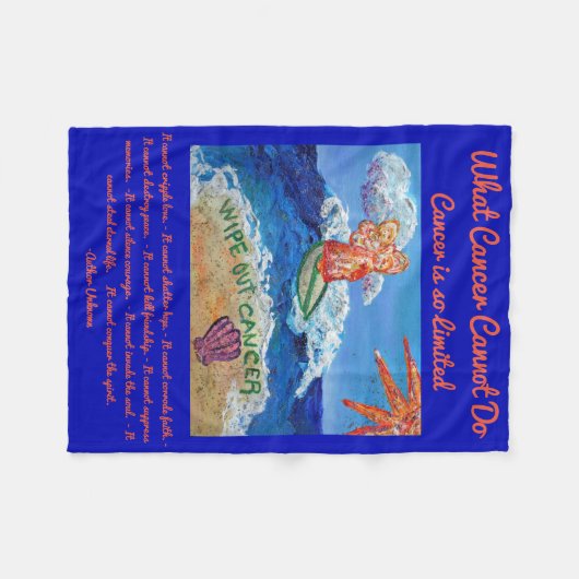 Wat kanker niet kan doen, aangepaste engels chemo fleece deken (Voorkant (Horizontaal))