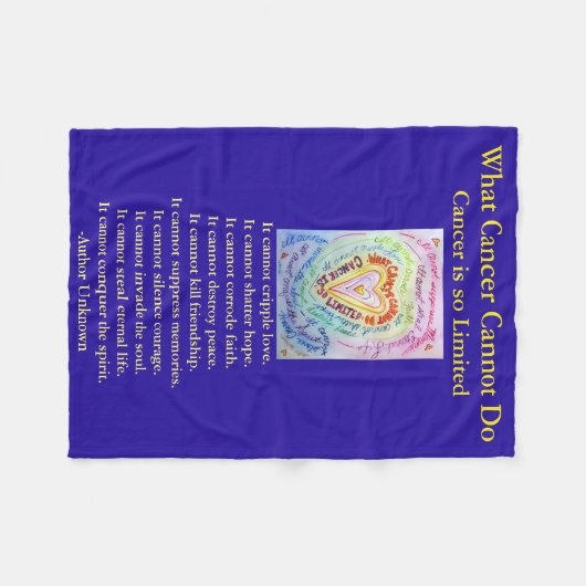 Wat kanker niet kan doen, aangepaste engels chemo fleece deken (Voorkant (Horizontaal))