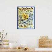 Wat kanker niet kan doen (blauwe en goudtekst) Bla Poster (Keuken)