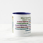 Wat kanker niet kan doen (blauwe en goudtekst) mok (Midden)