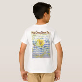 Wat kanker niet kan doen (blauwe en goudtekst) t-shirt (Achterkant volledig)