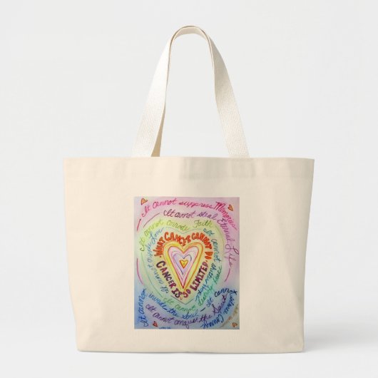 Wat kanker niet kan doen Gedicht Hart Art Canvas t Grote Tote Bag (Voorkant)