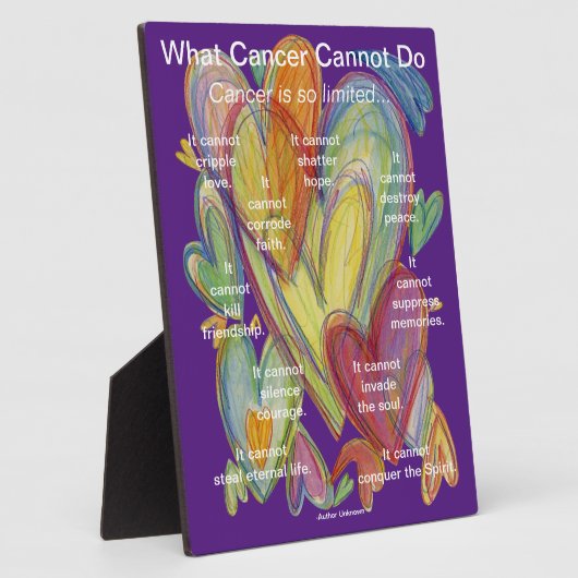 Wat kanker niet kan doen Gedicht Hart Plaque Fotoplaat (Zijkant)