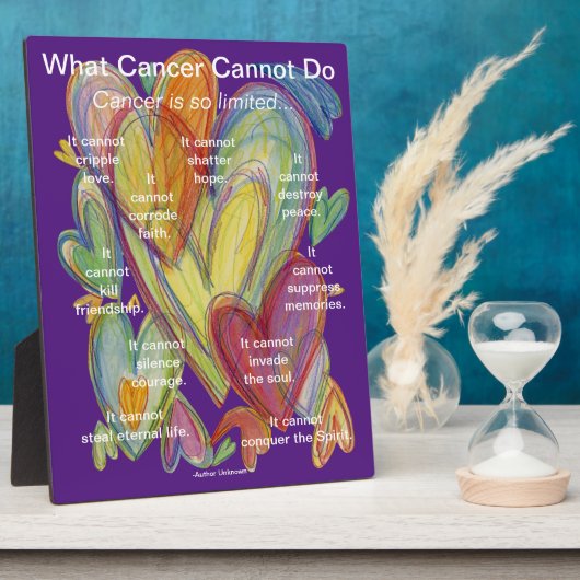 Wat kanker niet kan doen Gedicht Hart Plaque Fotoplaat (Zijkant)