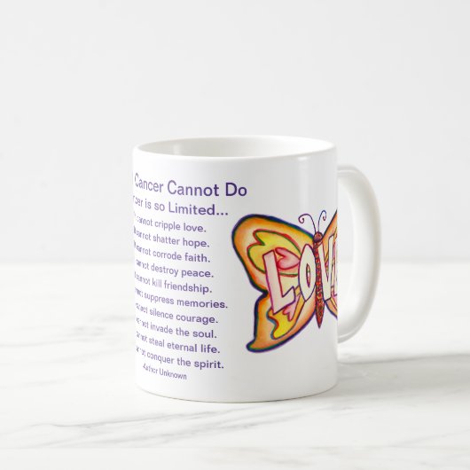 Wat kanker niet kan doen Gedicht Liefde Koffie Mok (Voorkant rechts)