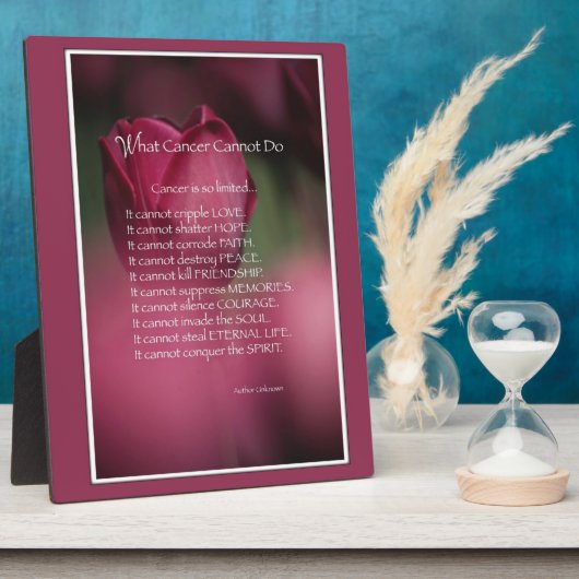 Wat kanker niet kan doen, ondersteunen en stimuler fotoplaat (Zijkant)