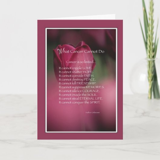 Wat kanker niet kan doen, ondersteunen en stimuler kaart (Voorkant)