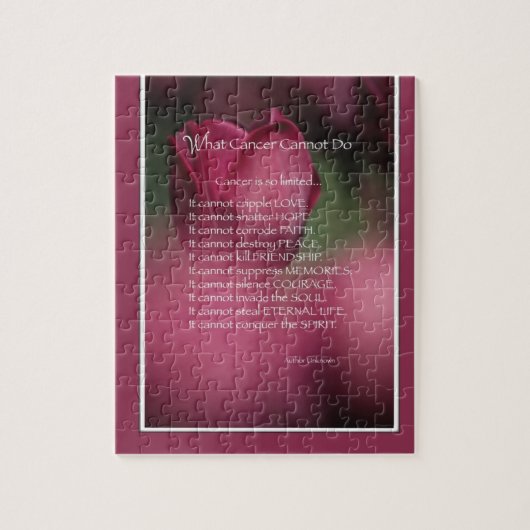 Wat kanker niet kan doen, ondersteunen en stimuler legpuzzel (Verticaal)