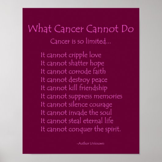 Wat kanker niet kan doen Poster afdrukken (Voorkant)