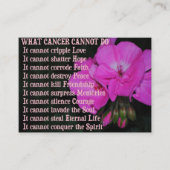 Wat kanker niet kan roze geraniumVisitekaartje doe Visitekaartje (Voorkant)